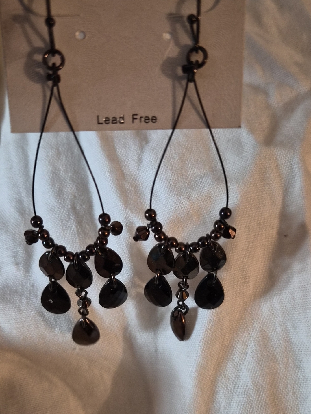 Smoky Teardrop Dangle Earrings - Lead Free